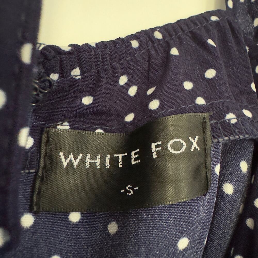 White Fox Polka Dot Mini Dress sleeveless ruffle tie bow back v-neck lightweight - Picture 7 of 14